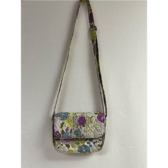 Vera Bradley Womens Watercolor Pattern Flowers Small Handbag Tote Purse Retired - Picture 1 of 5